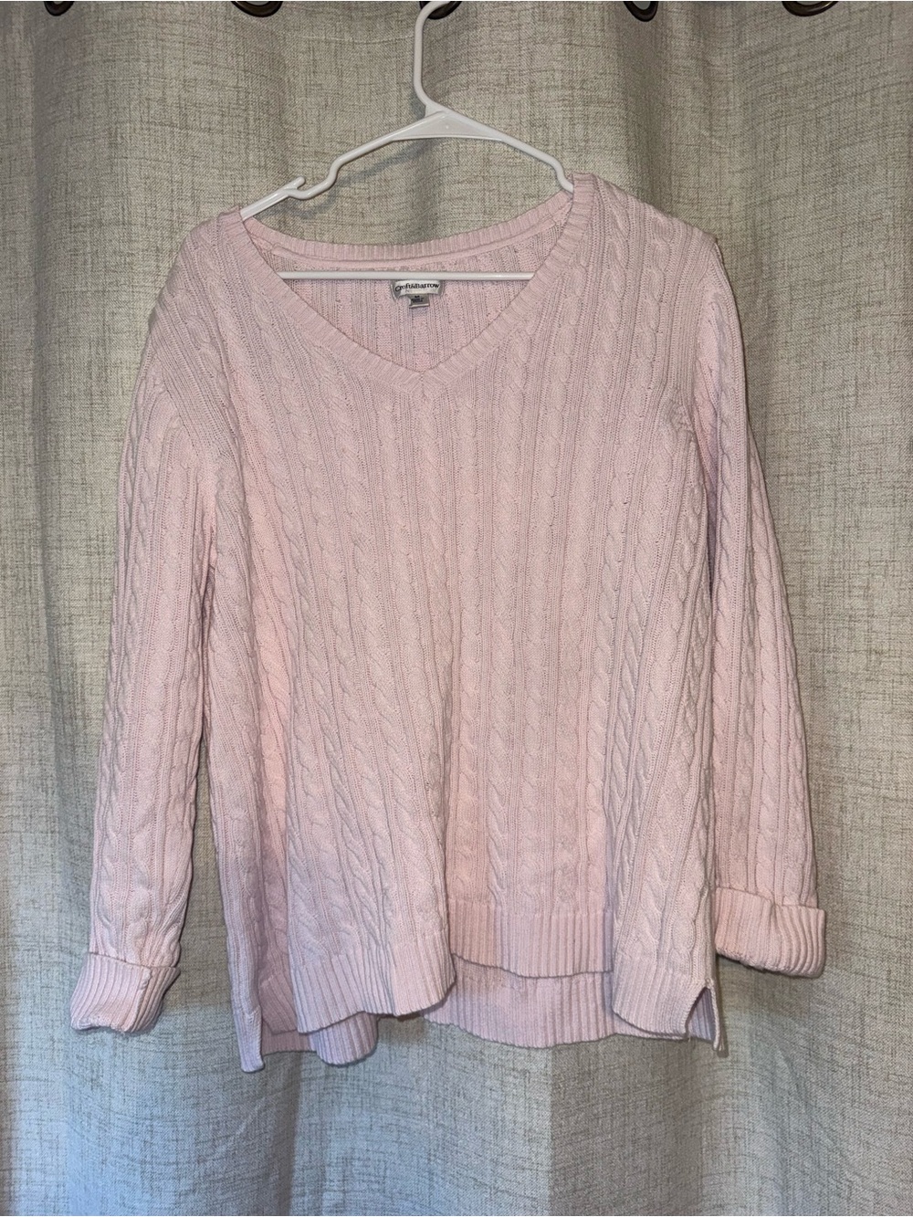 croft & barrow Light Pink Cable Knit V-Neck Sweater